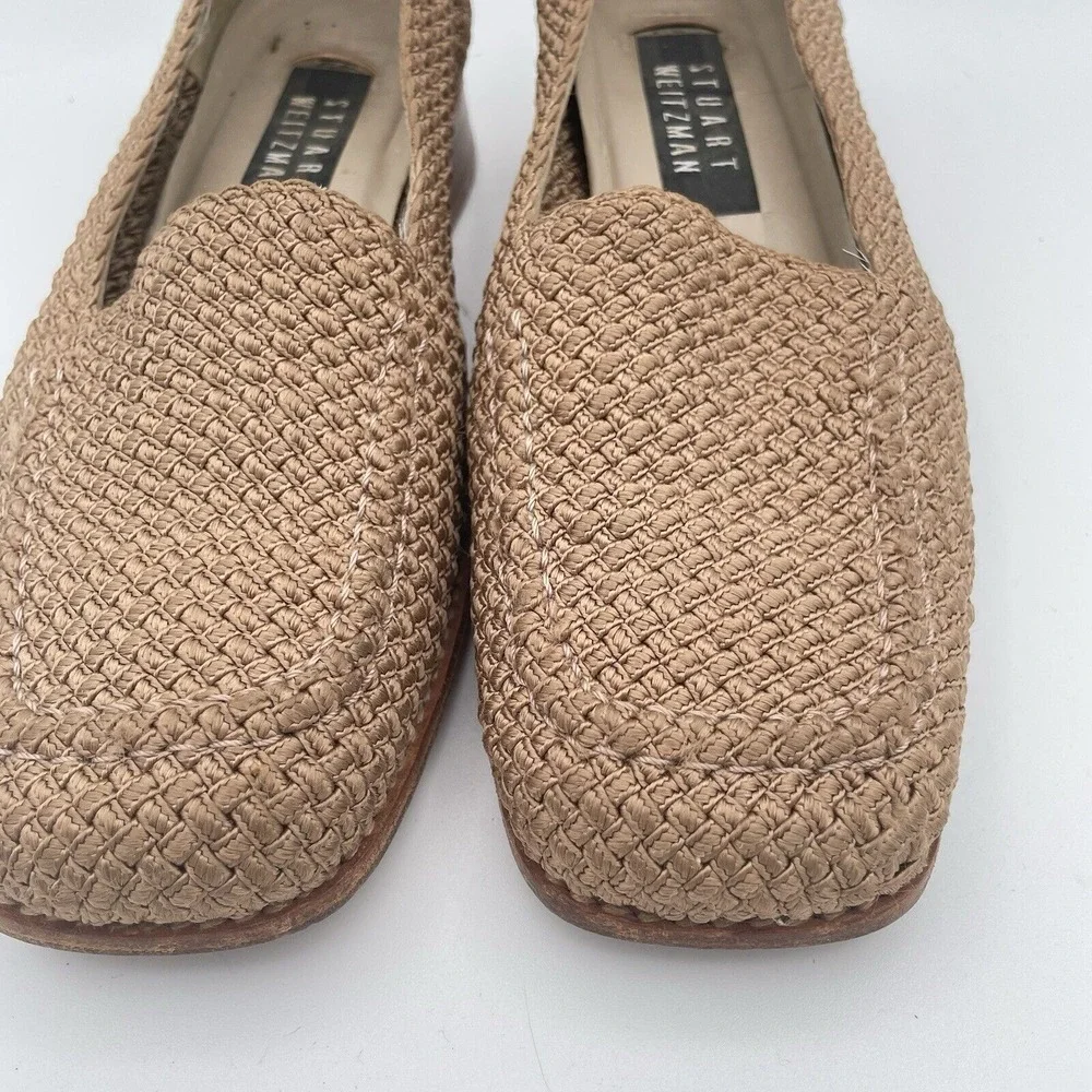 Stuart Weitzman‎ Loafers Womens Size 6 M Taupe Woven Cord Flexible Slip-On Shoes